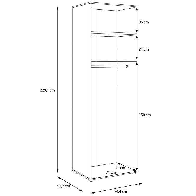 Szekrénytest Moduklix 74,4x230,1 fehér