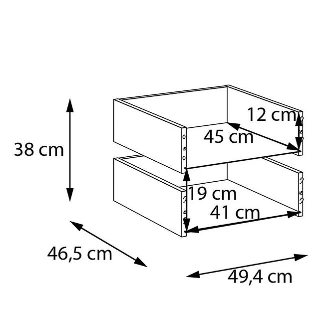 Fiókok 2 db Moduklix RuhatartóHoz 49,4 Tölgy Mauvella