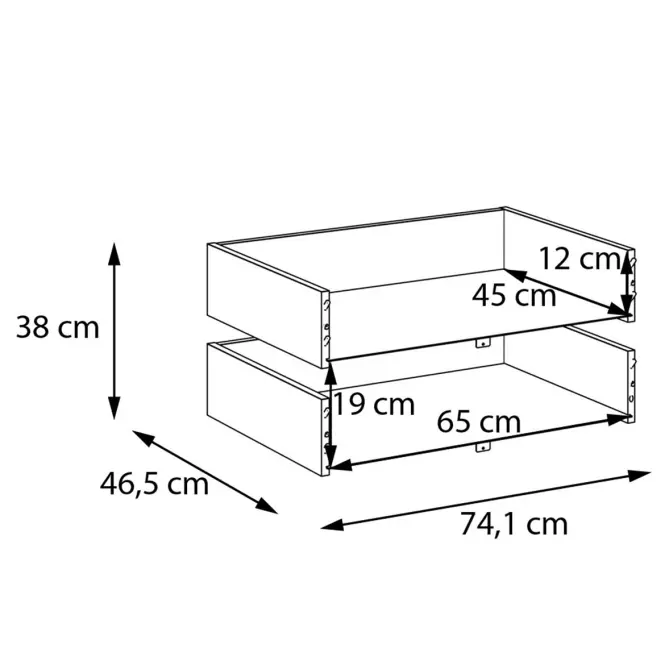 Fiókok 2 db Moduklix RuhatartóHoz 74,1 Tölgy Cabezone,3