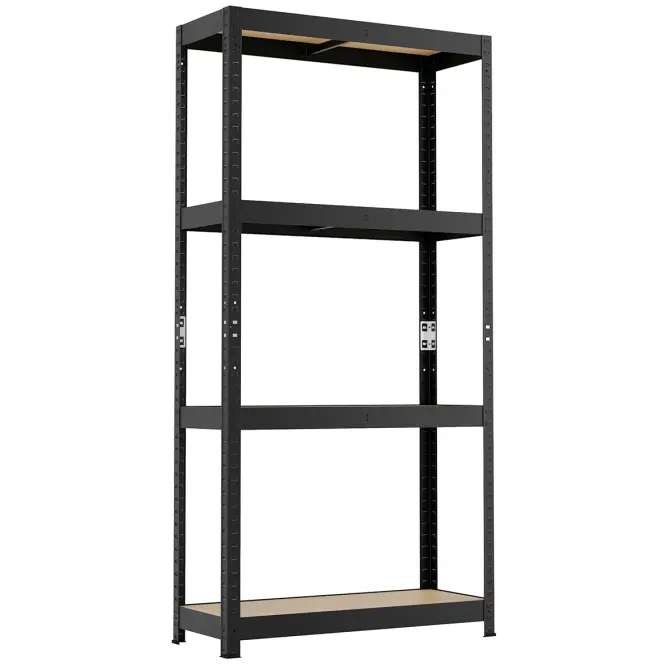 Fém tároló állványok fekete 150x75x30 cm – 4 polccal/50 kg