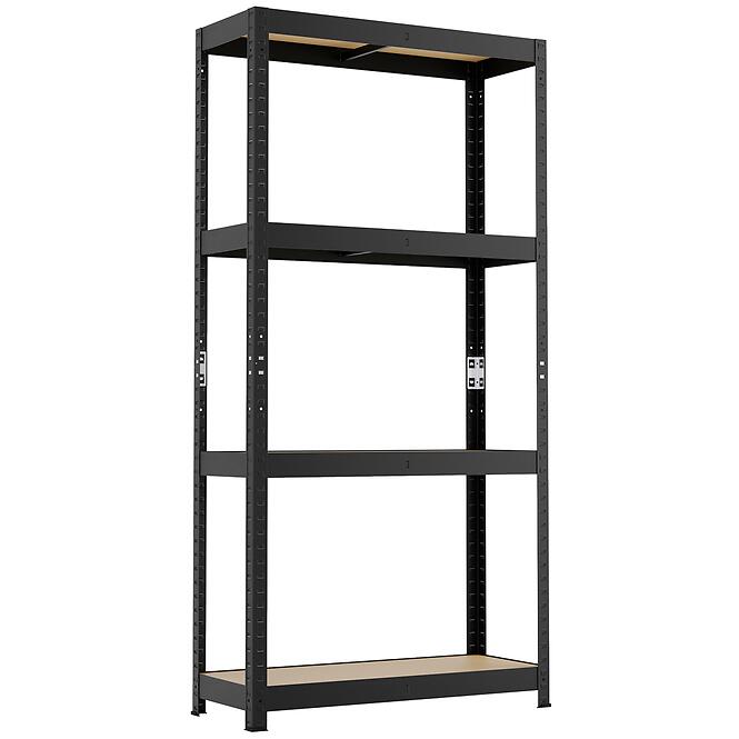 Fém tároló állványok fekete 150x75x30 cm – 4 polccal/50 kg