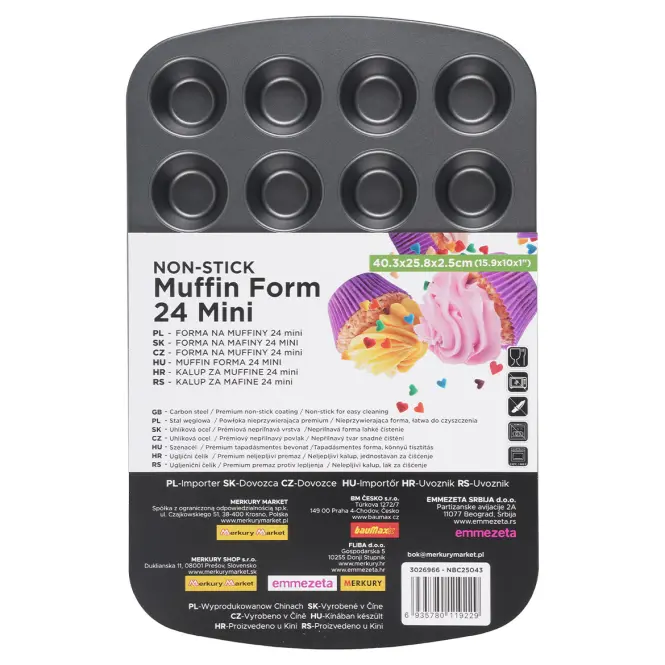 Muffin sütőforma 24 mini 40,3x25,8x2,5