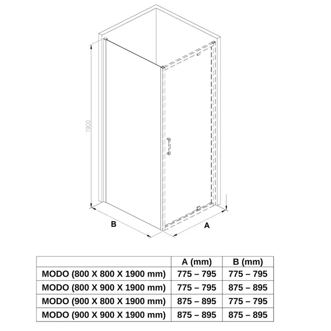 Zuhanykabin Modo 80x80 black,3