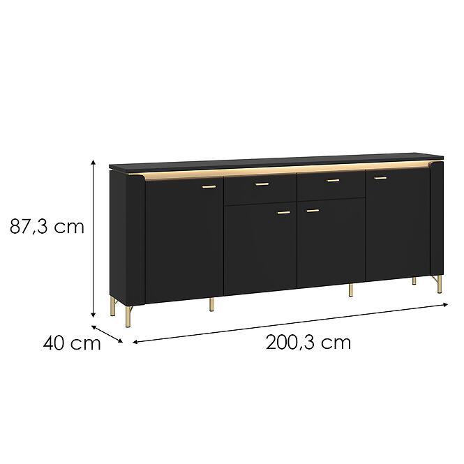 Komód Norica LAZK03 U114 4D2S fekete
