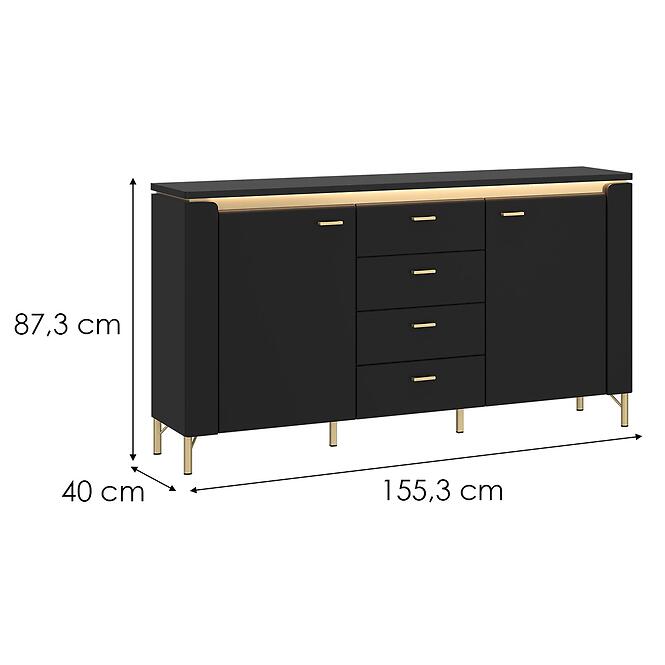 Komód Norica LAZK02 U114 2D4S fekete