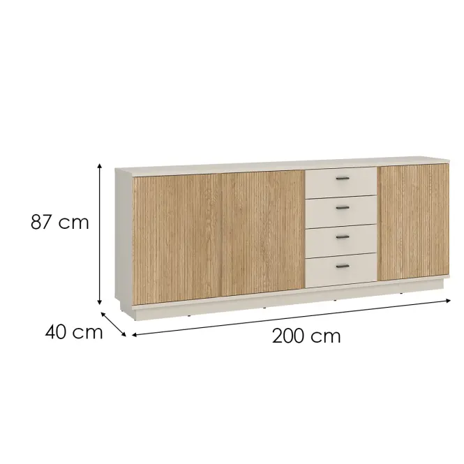 Komód Mosano LUSK103 3D4S tölgy cremona/kasmír