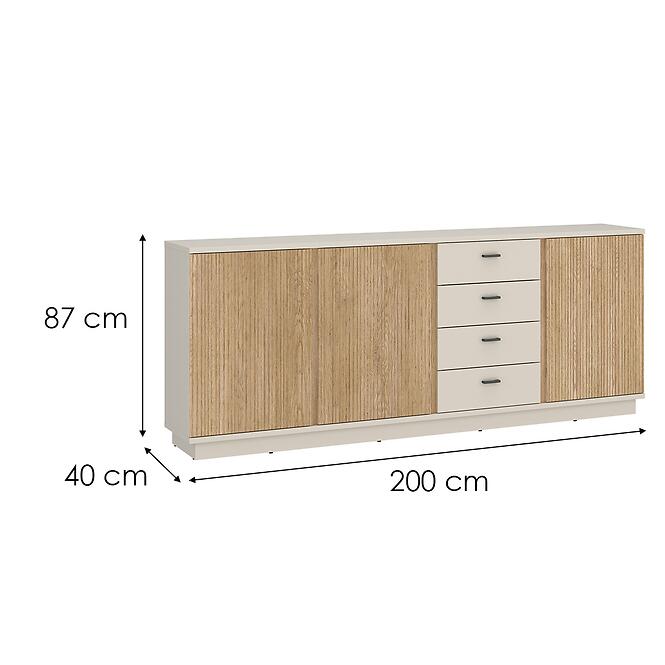 Komód Mosano LUSK103 3D4S tölgy cremona/kasmír