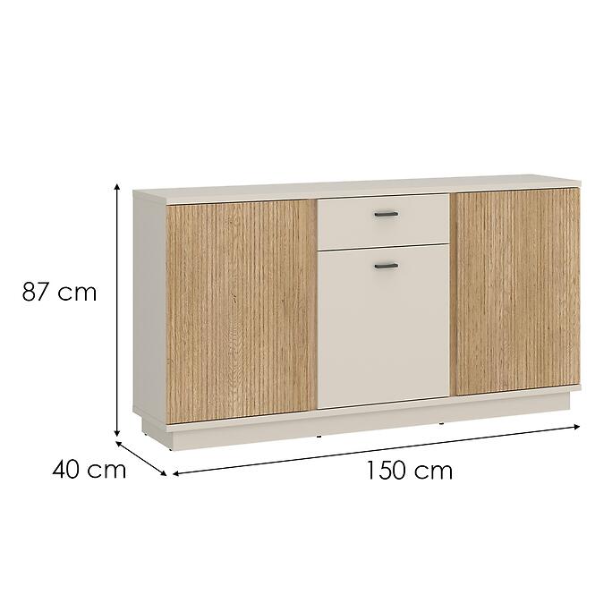 Komód Mosano LUSK101 3D1S tölgy cremona/kasmír,2