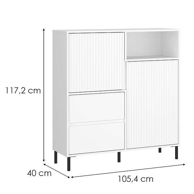 Komód Avenale AVEK03 U008 2D2S fehér/fehér alpesi