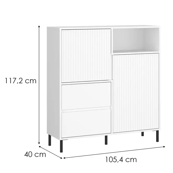 Komód Avenale AVEK03 U008 2D2S fehér/fehér alpesi,2