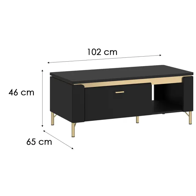 Dohányzóasztal Norica LAZT01 U114 1S fekete,2