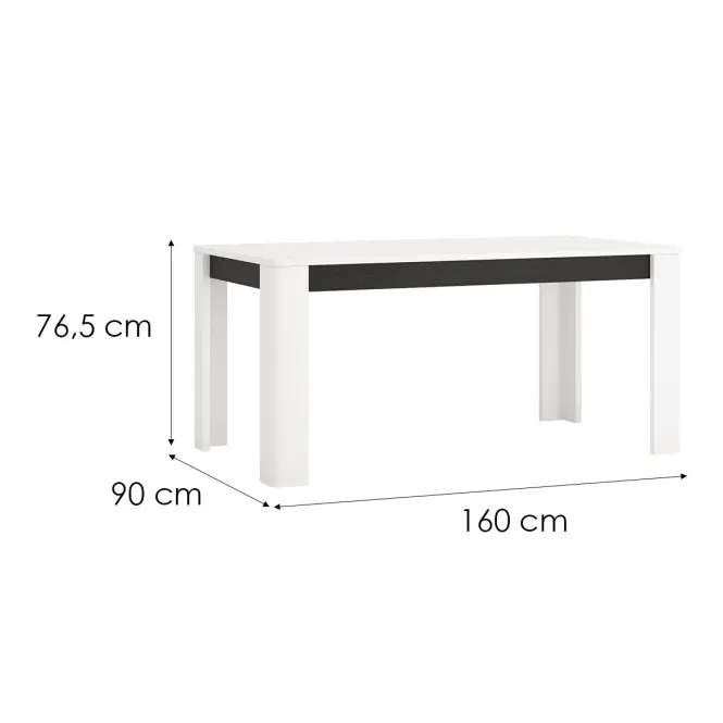 Asztal MWST07 160-200x90 fehér