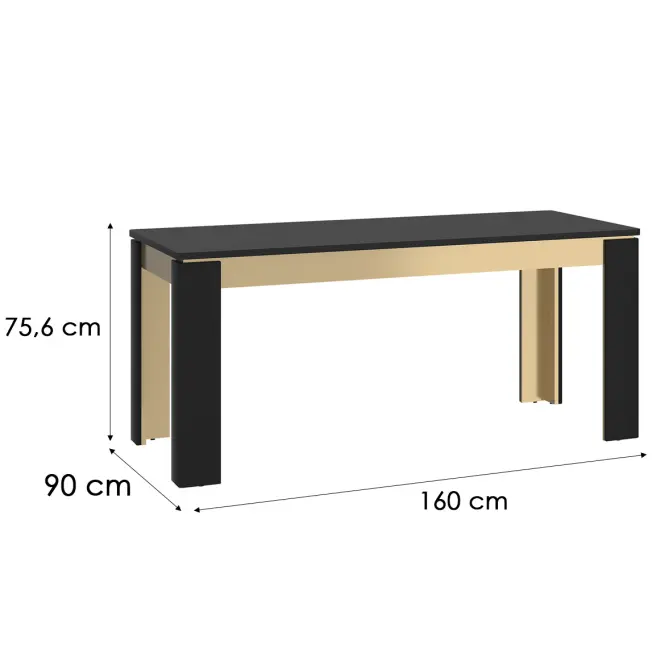Asztal Norica LAZT02 U114 160-200 fekete
