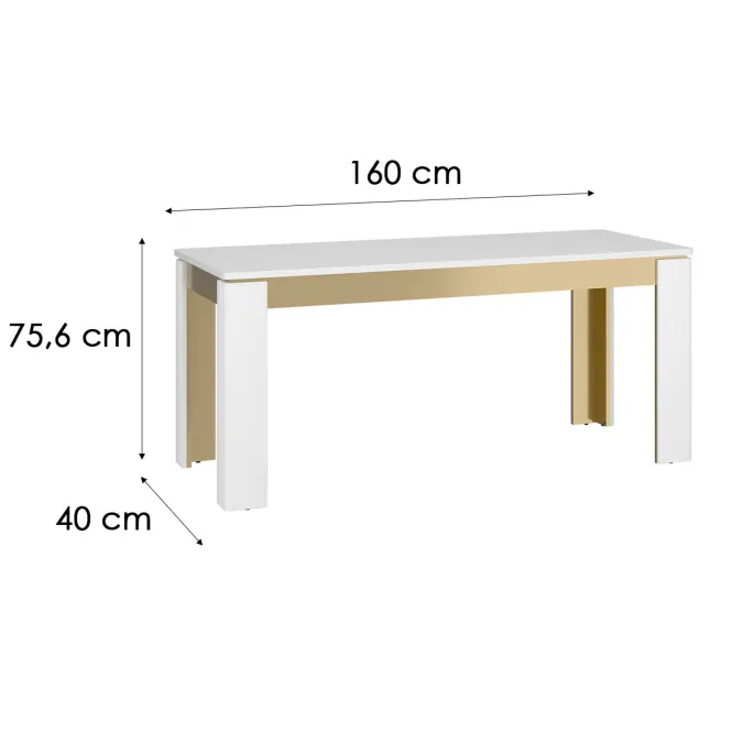 Asztal Lazio LAZT02 U008/U080 160-200 fehér alpesi,2