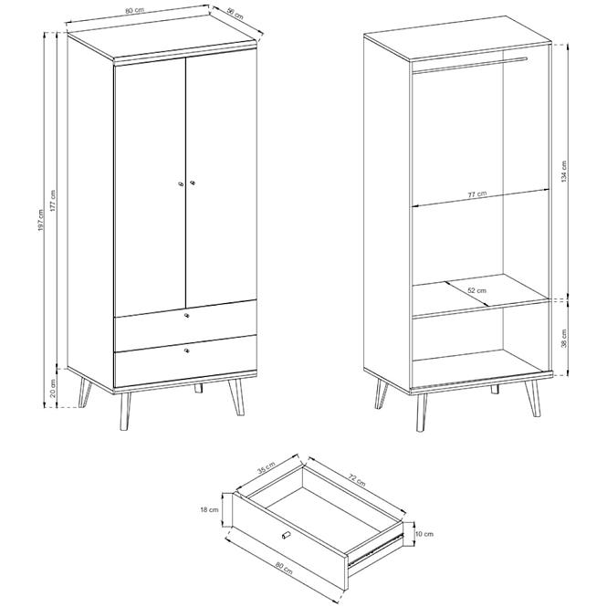 Szekrény Primo PSZ80 80 cm tölgy riviera,3