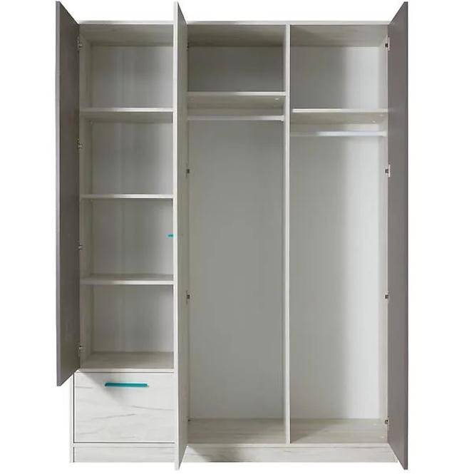 Szekrény Rest R03 145 cm hamu/tölgy fehér