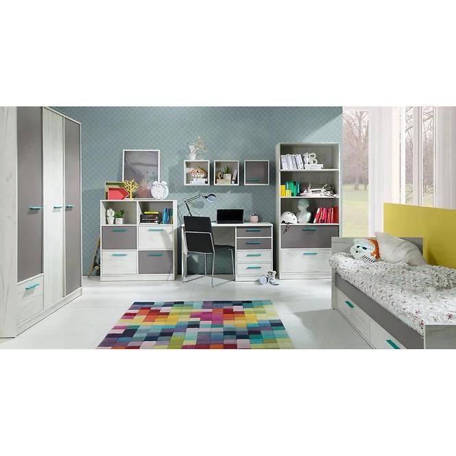 Szekrény Rest R03 145 cm hamu/tölgy fehér