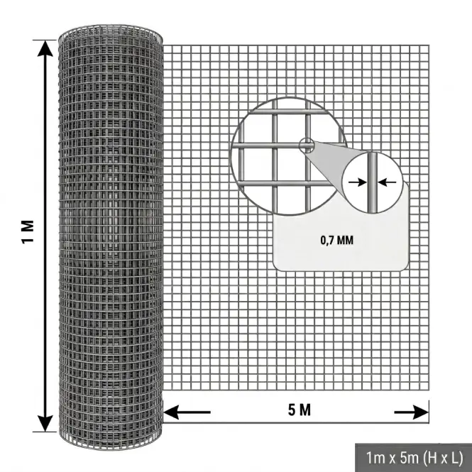 Hegesztett tenyészháló 0,5x5 m 0,7 mm 12,7 mm galvanizált GMW055Z,2