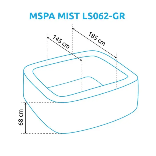 Hidromasszázs medence 1.85x0.68 m MSPA Mist LS062-GR