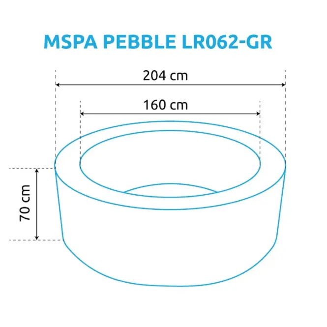 Hidromasszázs medence 2.04x0.70 m MSpa Pebble LR062-GR