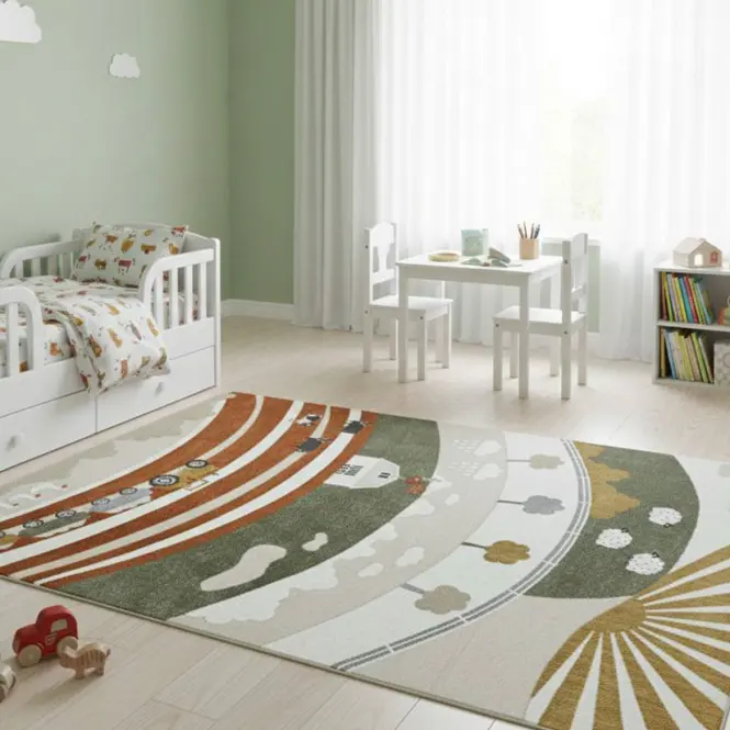 Szőnyeg Step Kids 1,33/1,9 A3638a zöld/bézs színű