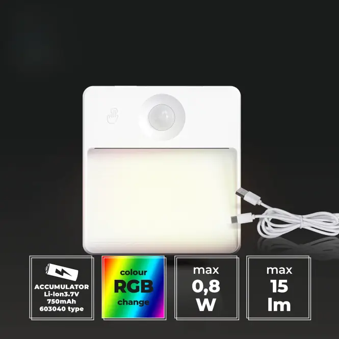 Lámpa mozgásérzékelő RGB SELVIK KW 66781 WHITE,2