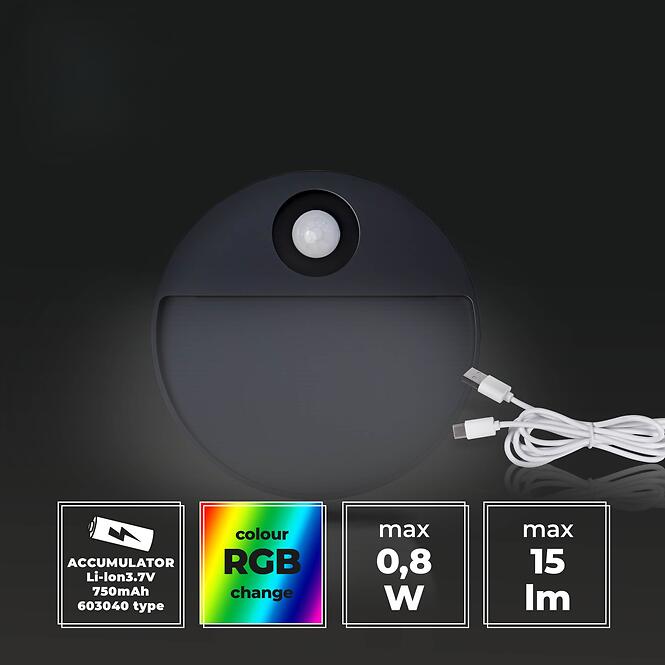 Lámpa mozgásérzékelő RGB SELVIK O 66778 BLACK