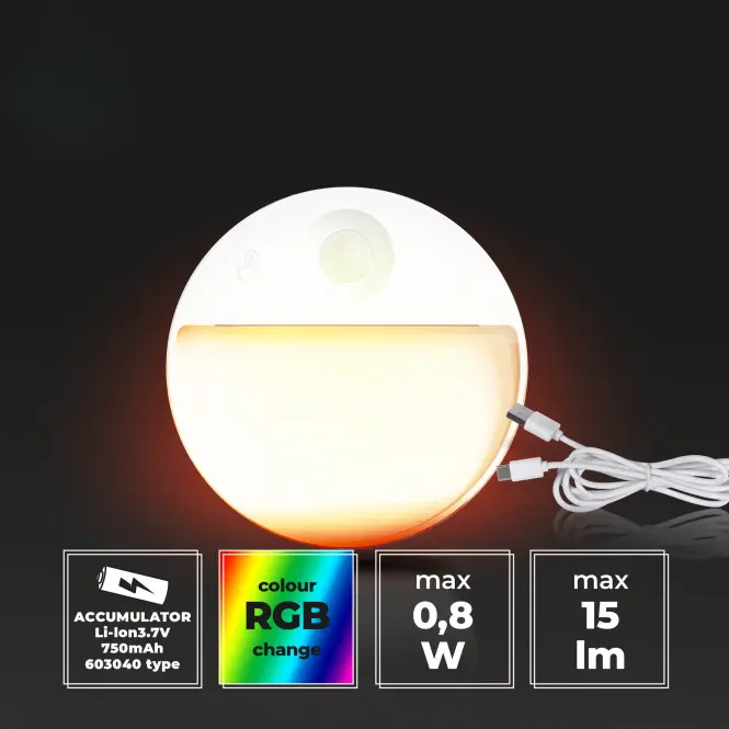 Lámpa mozgásérzékelő RGB SELVIK O 66779 WHITE,2