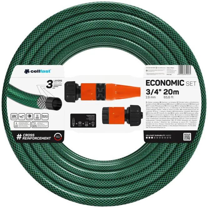 Economic 10-102 készlet – 3/4" tömlő, 20 m + csatlakozók