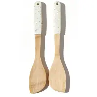 Ferde spatula, bambusz nyéllel, fehér, 32*6cm, ut03532bs17