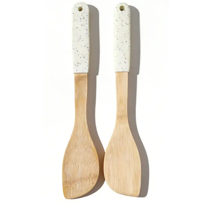 Ferde spatula, bambusz nyéllel, fehér, 32*6cm, ut03532bs17