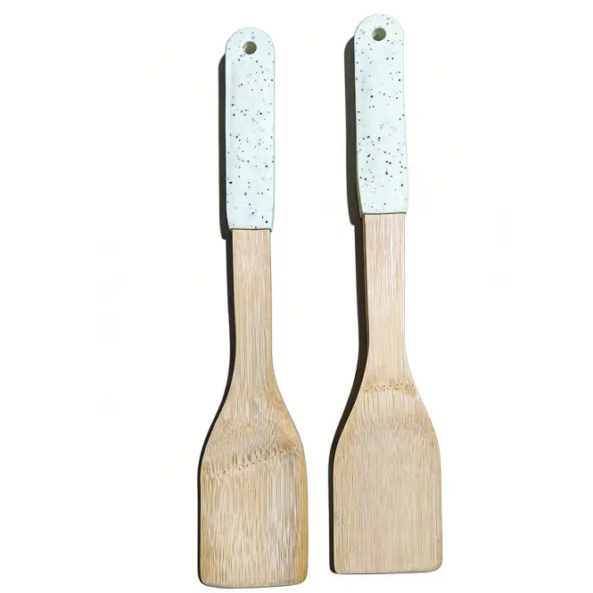 Egyenes spatula bambusz nyéllel, fehér, 32*6cm ut03732bs17
