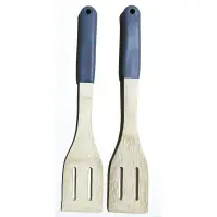 Áttört spatula bambusz nyéllel, szürke, 32*6cm, ut03932bs20