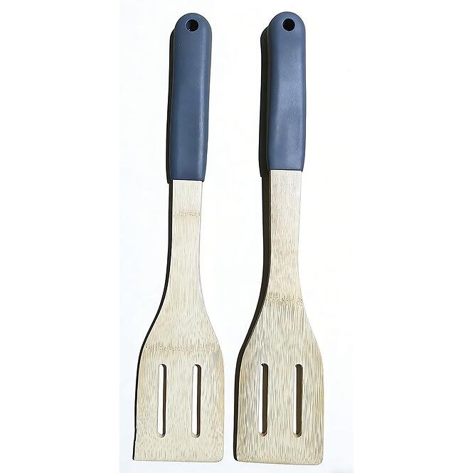 Áttört spatula bambusz nyéllel, szürke, 32*6cm, ut03932bs20