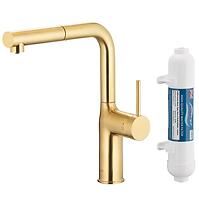 Mosogató csaptelep Duero Pure Move Light Gold vízszűrővel kihúzható kifolyóval