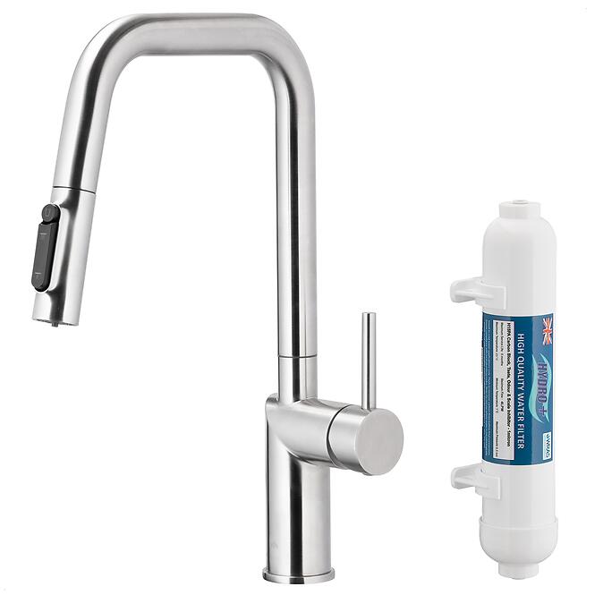 Mosogató csaptelep Duero Pure Style Inox vízszűrővel kihúzható kifolyóval