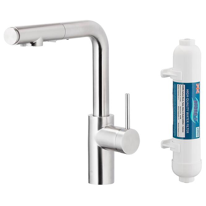 Mosogató csaptelep Duero Pure Basic Inox vízszűrővel kihúzható kifolyóval