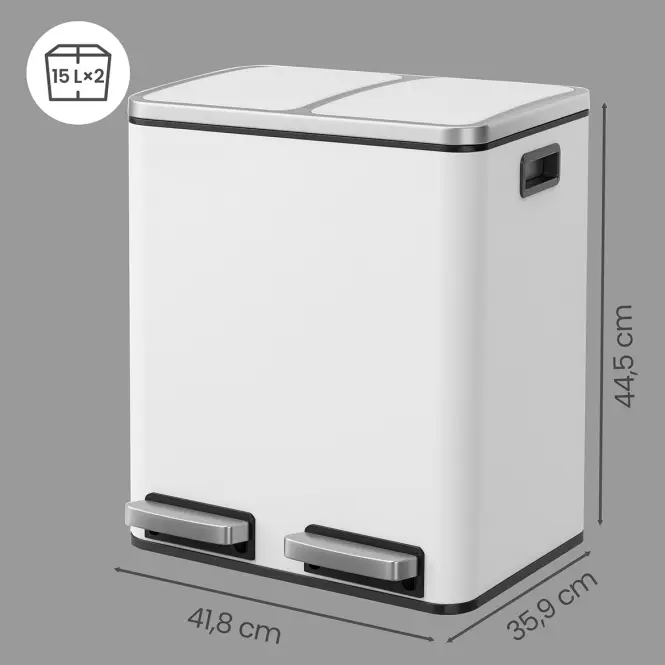 Szemetes 2x15 l fehér LTB030WG01