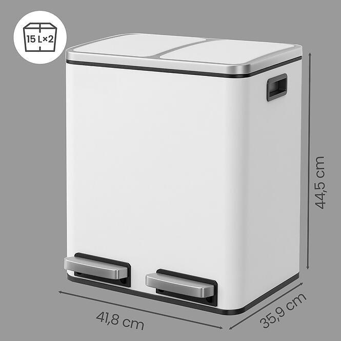 Szemetes 2x15 l fehér LTB030WG01