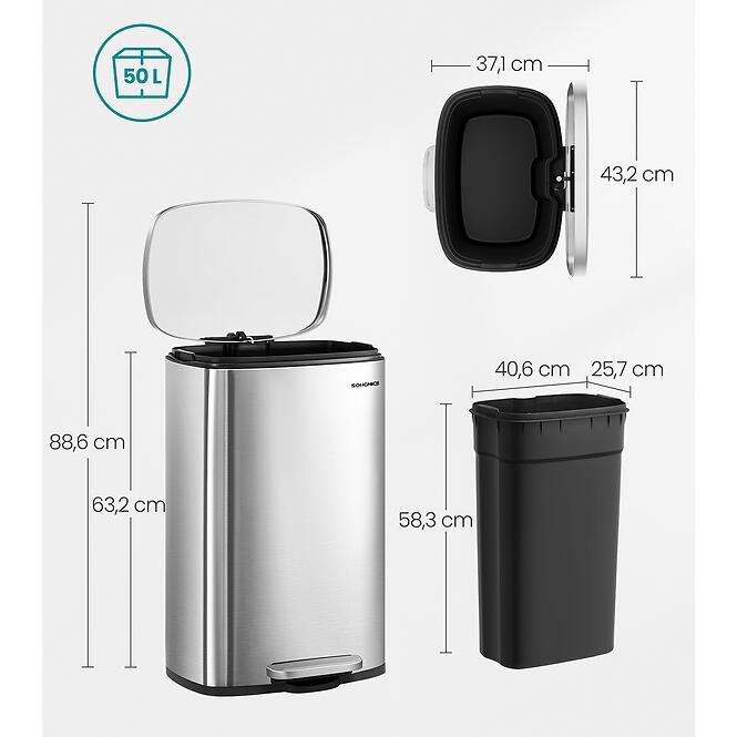 Szemetes 50 l acél LTB050E01V1
