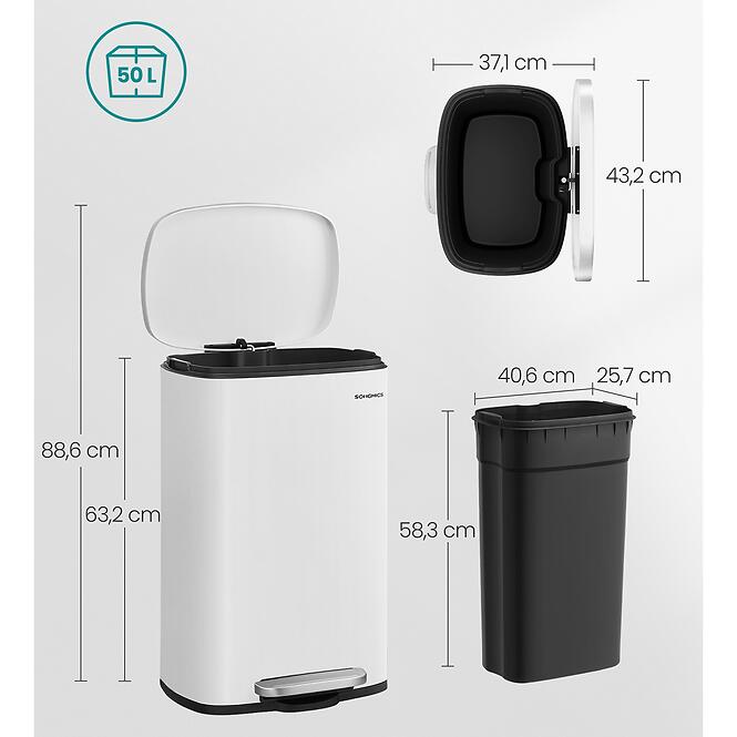 Szemetes 50 l fehér LTB101W01V1