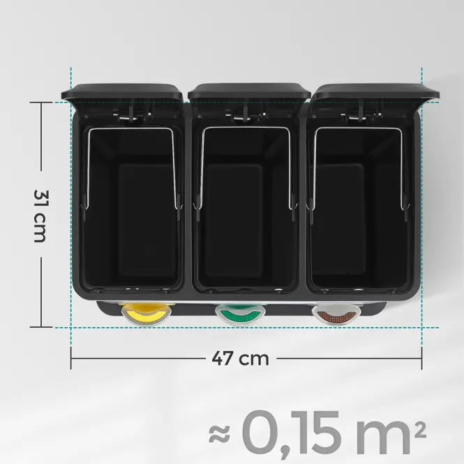 Szemetes 3x8 l fekete LTB24BK