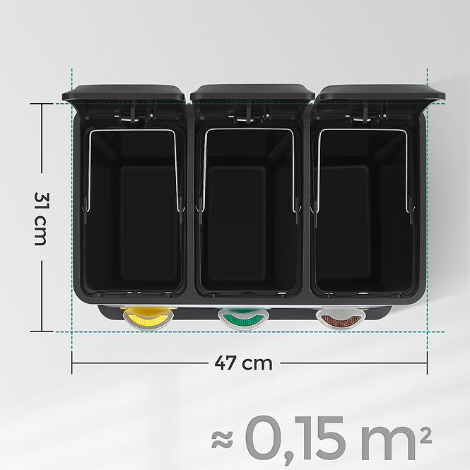 Szemetes 3x8 l fekete LTB24BK