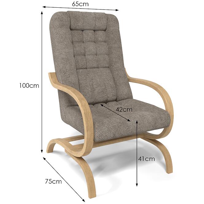 Fotel Grześ Opium 20, természetes fa