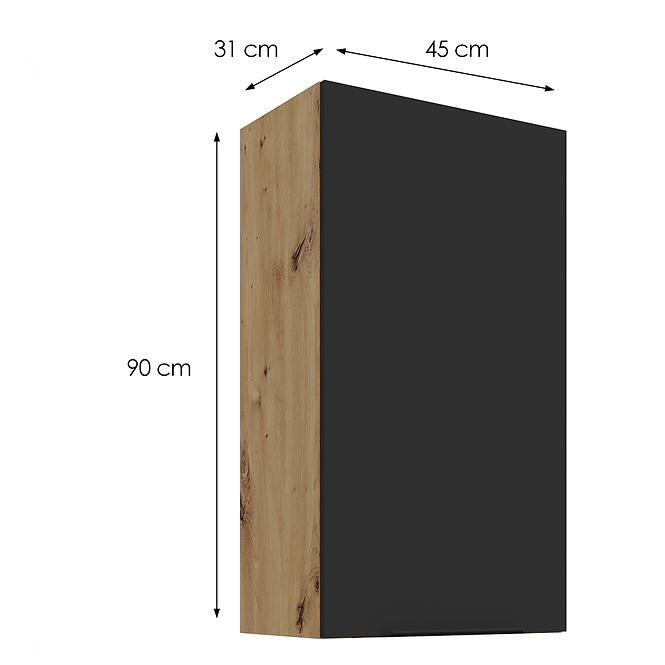 Konyhaszekrény Aria-BL/AR anti fingerprint 45G-90 1F,3