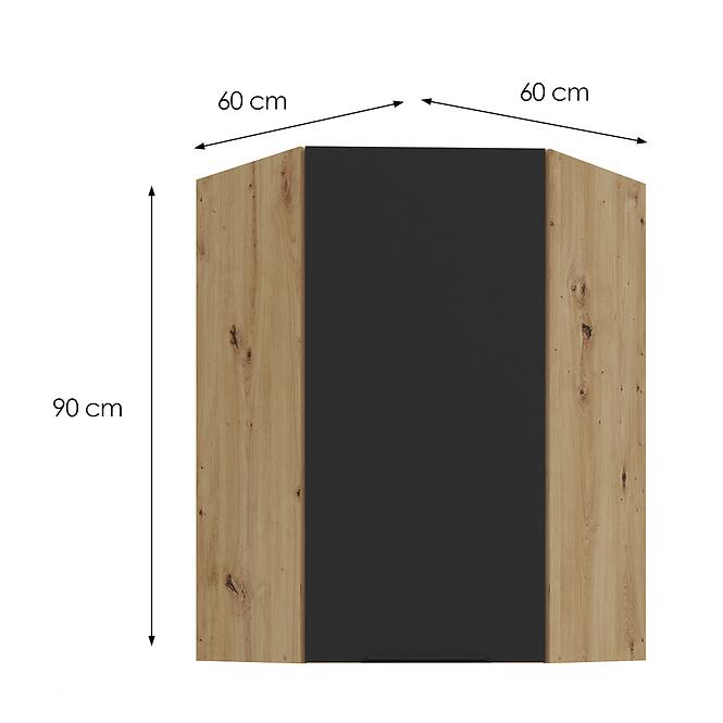 Konyhaszekrény Aria-BL/AR anti fingerprint 60X60 GN-90 1F (45°),3
