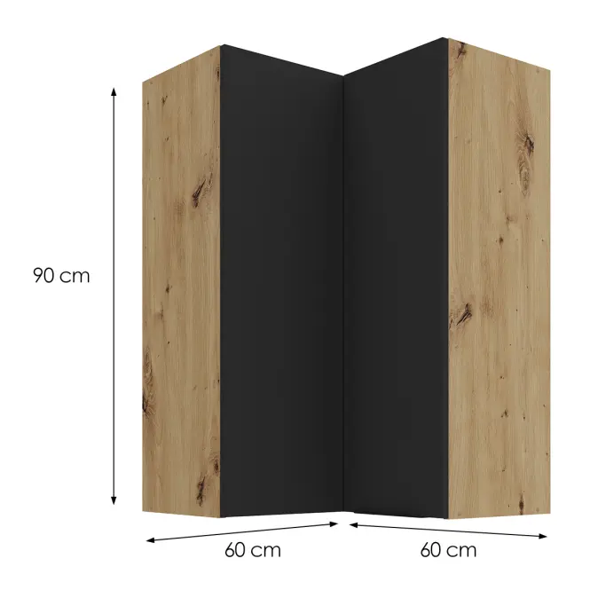 Konyhaszekrény Aria-BL/AR anti fingerprint 60X60 GN-90 2F (90°)