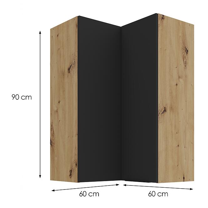 Konyhaszekrény Aria-BL/AR anti fingerprint 60X60 GN-90 2F (90°),3