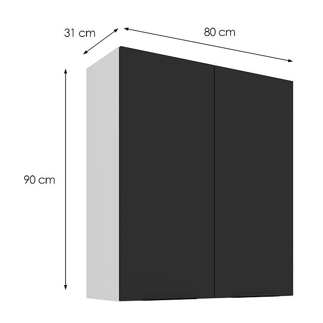 Konyhaszekrény Aria-BL/WH anti fingerprint 80G-90 2F,3