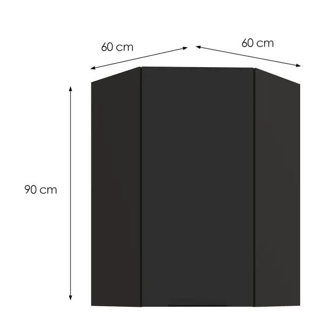 Konyhaszekrény Aria-BL/BL anti fingerprint 60X60 GN-90 1F (45°)